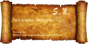 Springer Mátyás névjegykártya